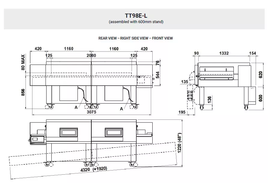 Tunel pica pec Moretti Forni TT98E-L - Serie-T 