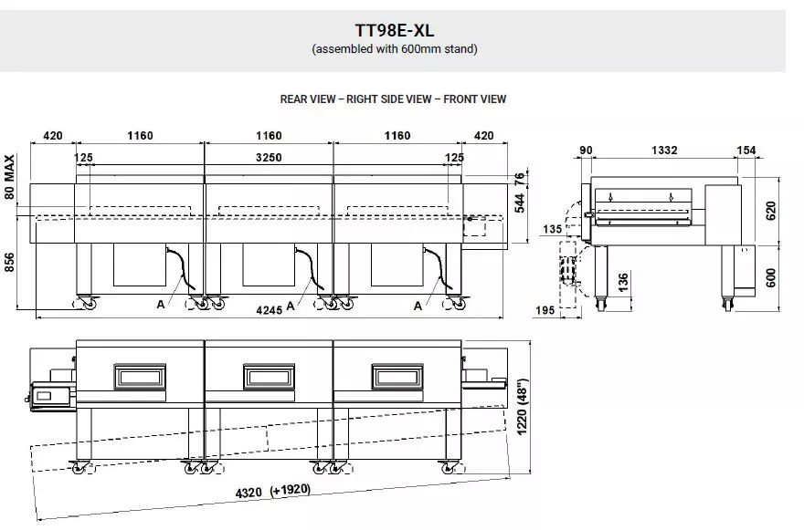 Tunel pica pec Moretti Forni TT98E-XL - Serie-T 